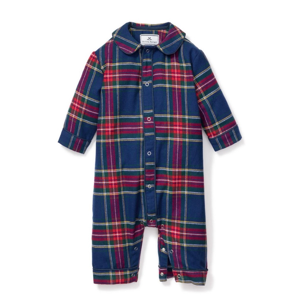 NEW Petite Plume Baby's Brushed Twill Cambridge Romper in Windsor Tartan, 6-12m
